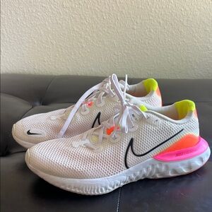 SOLD - Nike White and Neon Running Shoes